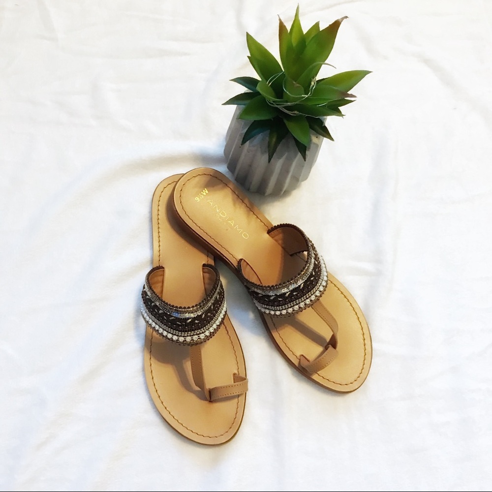 Andiamo hand beaded sandals, NWOT